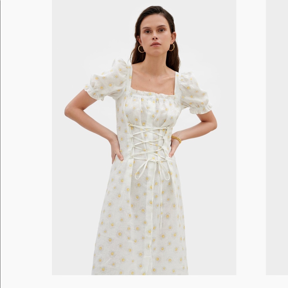 NWT Sleeper Marquise Linen Dress in Daisies